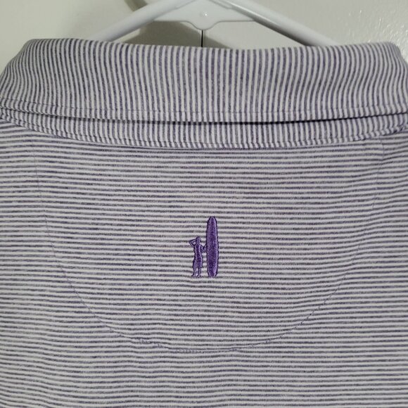 JOHNNIE-O Striped Polo Shirt Mens XL Lavender Purple White Golf Embroidered Logo - Picture 5 of 10